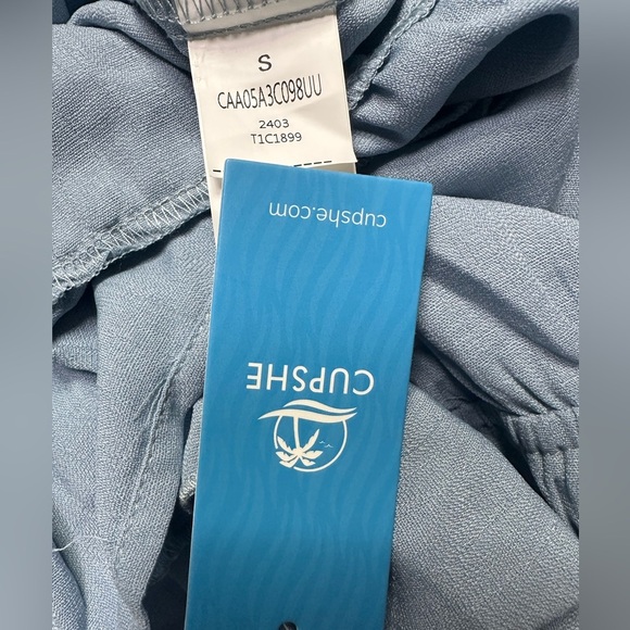 Cupshe Ruffled Tie Neck Mini Dress – Light Blue – NWT - Picture 6 of 8